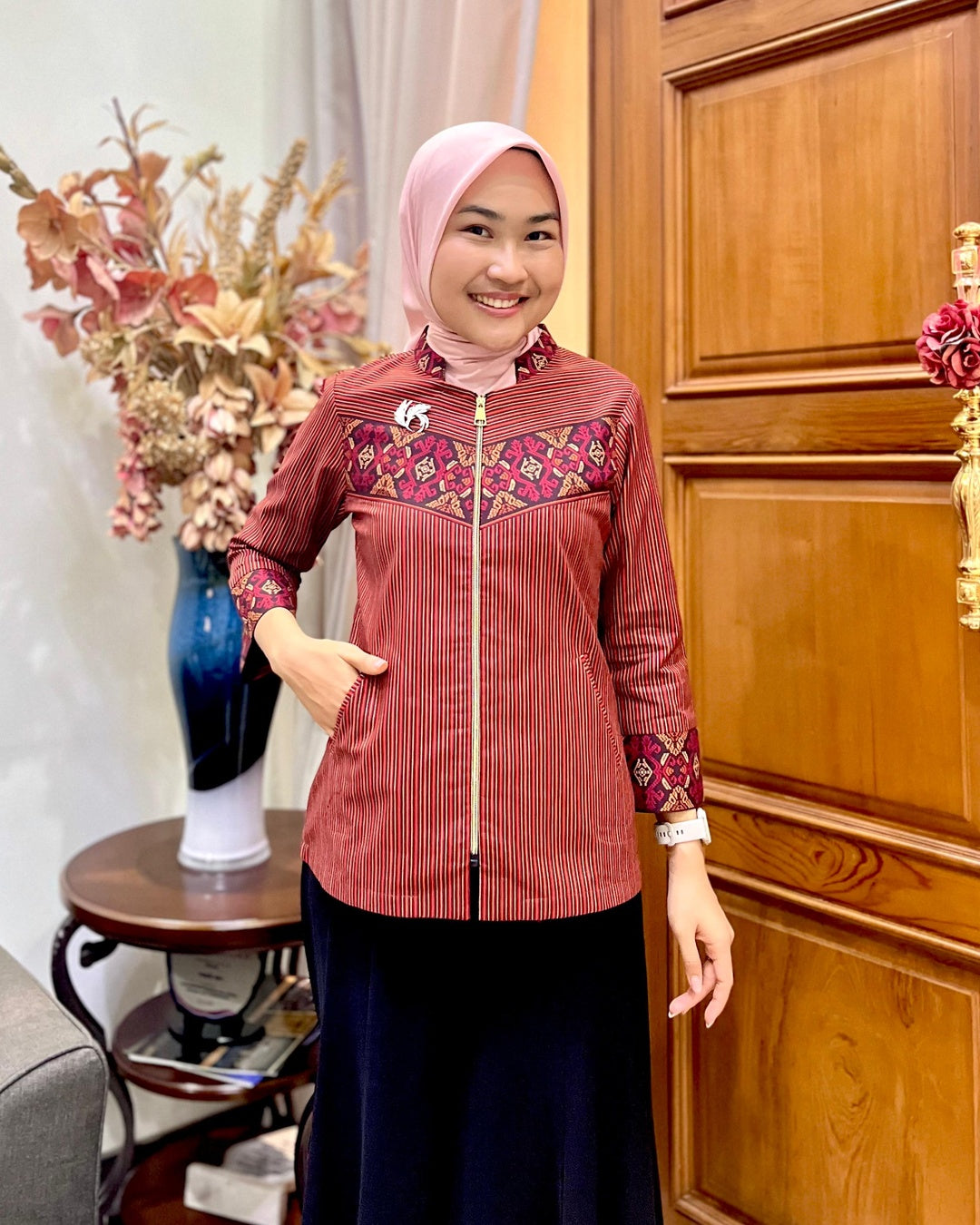 Hem Dobby Maroon - Batik Smile Lookbook (1)