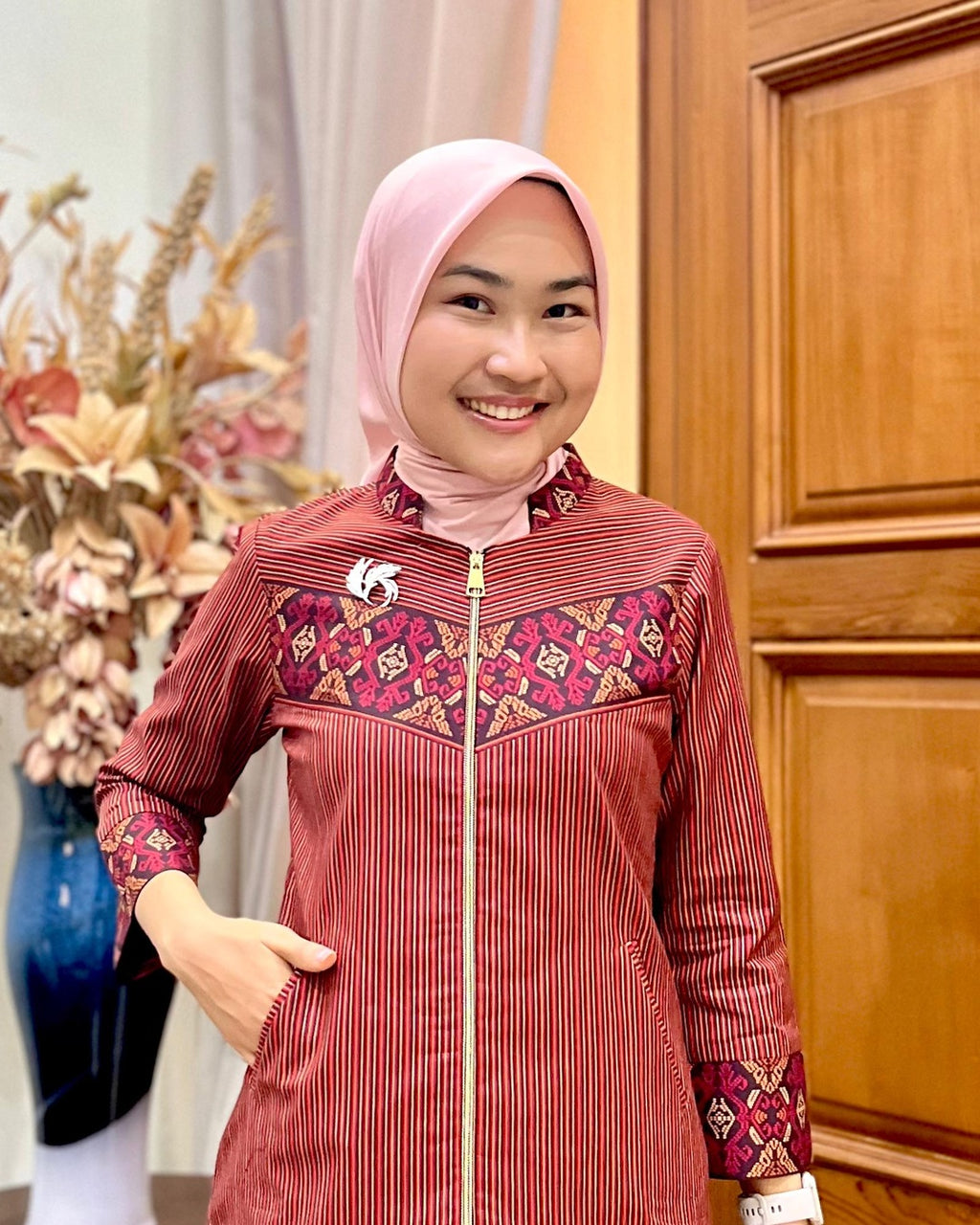 Hem Dobby Maroon - Batik Smile Lookbook (2)